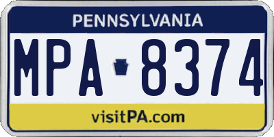 PA license plate MPA8374