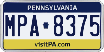 PA license plate MPA8375