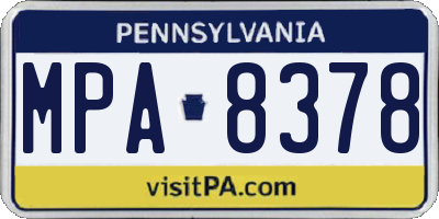 PA license plate MPA8378