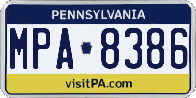 PA license plate MPA8386