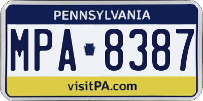 PA license plate MPA8387