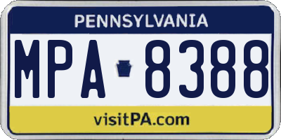 PA license plate MPA8388