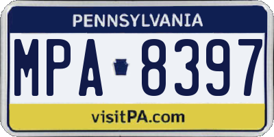 PA license plate MPA8397