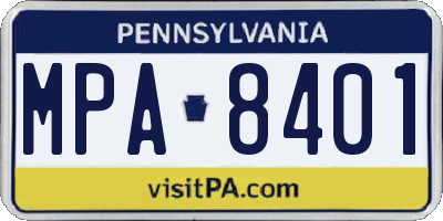 PA license plate MPA8401