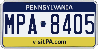 PA license plate MPA8405