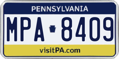 PA license plate MPA8409