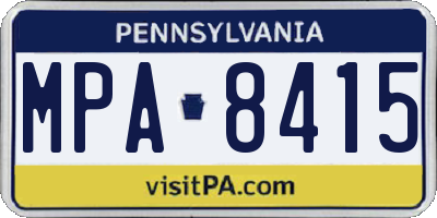 PA license plate MPA8415