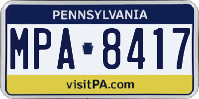 PA license plate MPA8417