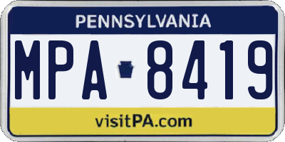 PA license plate MPA8419
