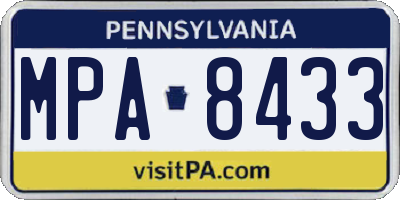 PA license plate MPA8433