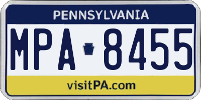 PA license plate MPA8455