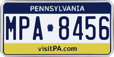 PA license plate MPA8456
