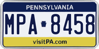 PA license plate MPA8458