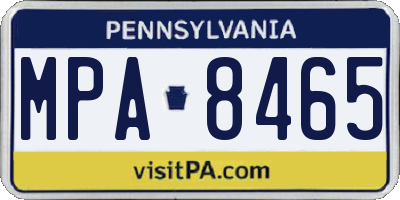 PA license plate MPA8465