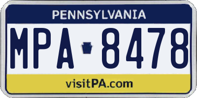 PA license plate MPA8478