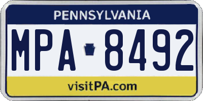 PA license plate MPA8492