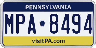 PA license plate MPA8494