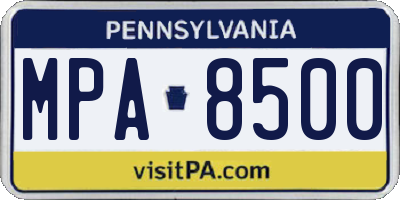 PA license plate MPA8500