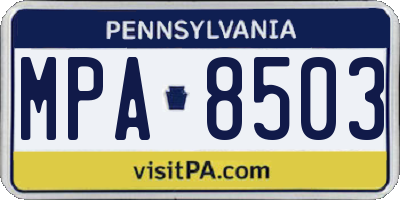 PA license plate MPA8503