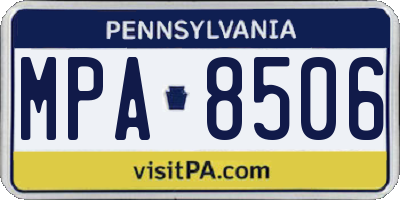 PA license plate MPA8506