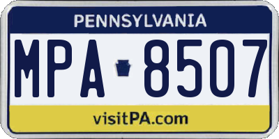 PA license plate MPA8507
