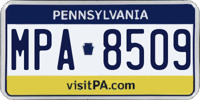 PA license plate MPA8509
