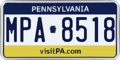 PA license plate MPA8518