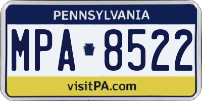 PA license plate MPA8522