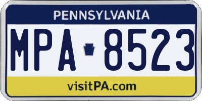 PA license plate MPA8523