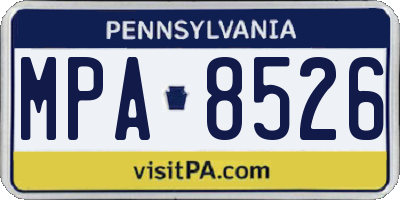 PA license plate MPA8526
