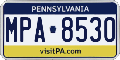 PA license plate MPA8530