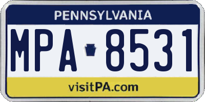 PA license plate MPA8531