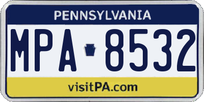 PA license plate MPA8532