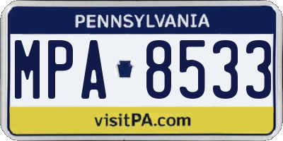 PA license plate MPA8533
