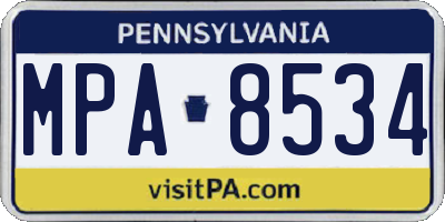 PA license plate MPA8534
