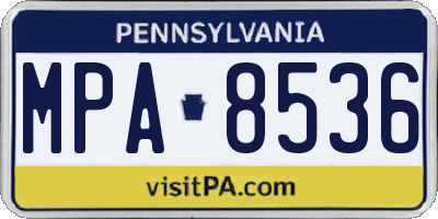 PA license plate MPA8536