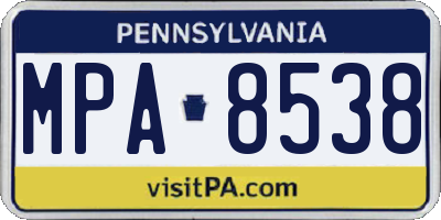 PA license plate MPA8538