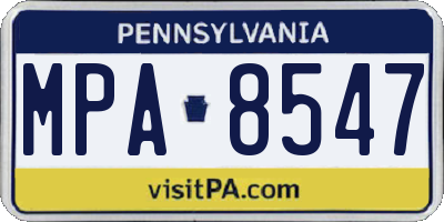 PA license plate MPA8547