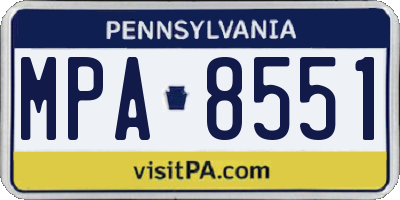 PA license plate MPA8551