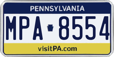 PA license plate MPA8554