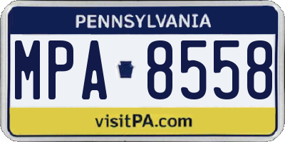 PA license plate MPA8558