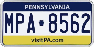 PA license plate MPA8562