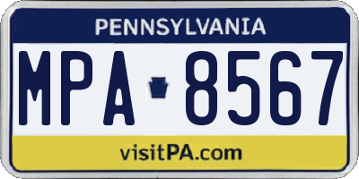 PA license plate MPA8567