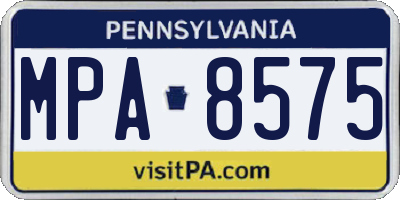 PA license plate MPA8575