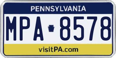 PA license plate MPA8578