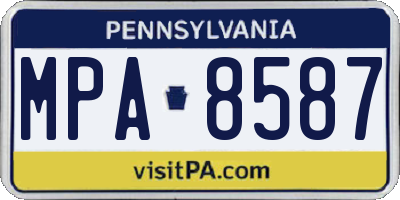 PA license plate MPA8587