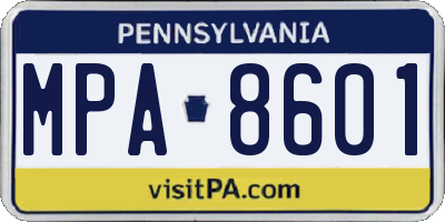 PA license plate MPA8601