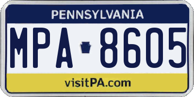 PA license plate MPA8605