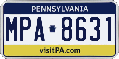 PA license plate MPA8631