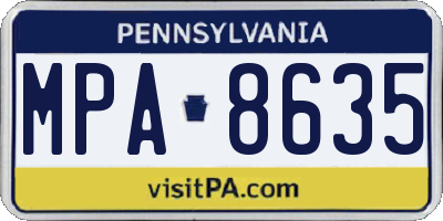 PA license plate MPA8635